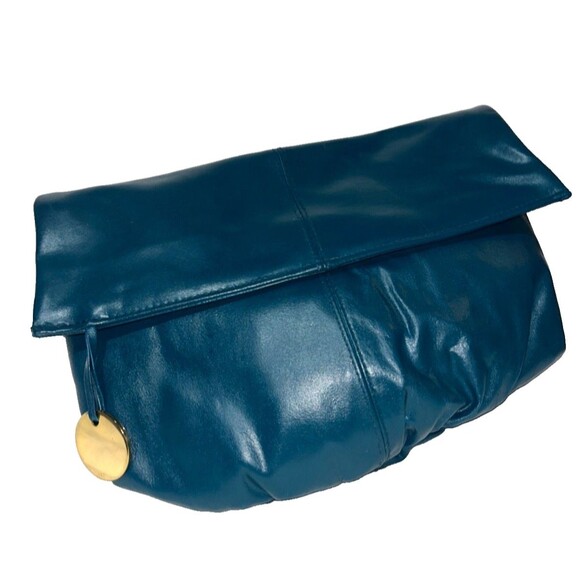 Unbranded Handbags - Vintage Women’s Teal Pleated Leather Clutch Handbag w/Charm Old Money Evening